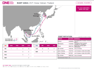 ONE upgrades Korea - Vietnam - Thailand service